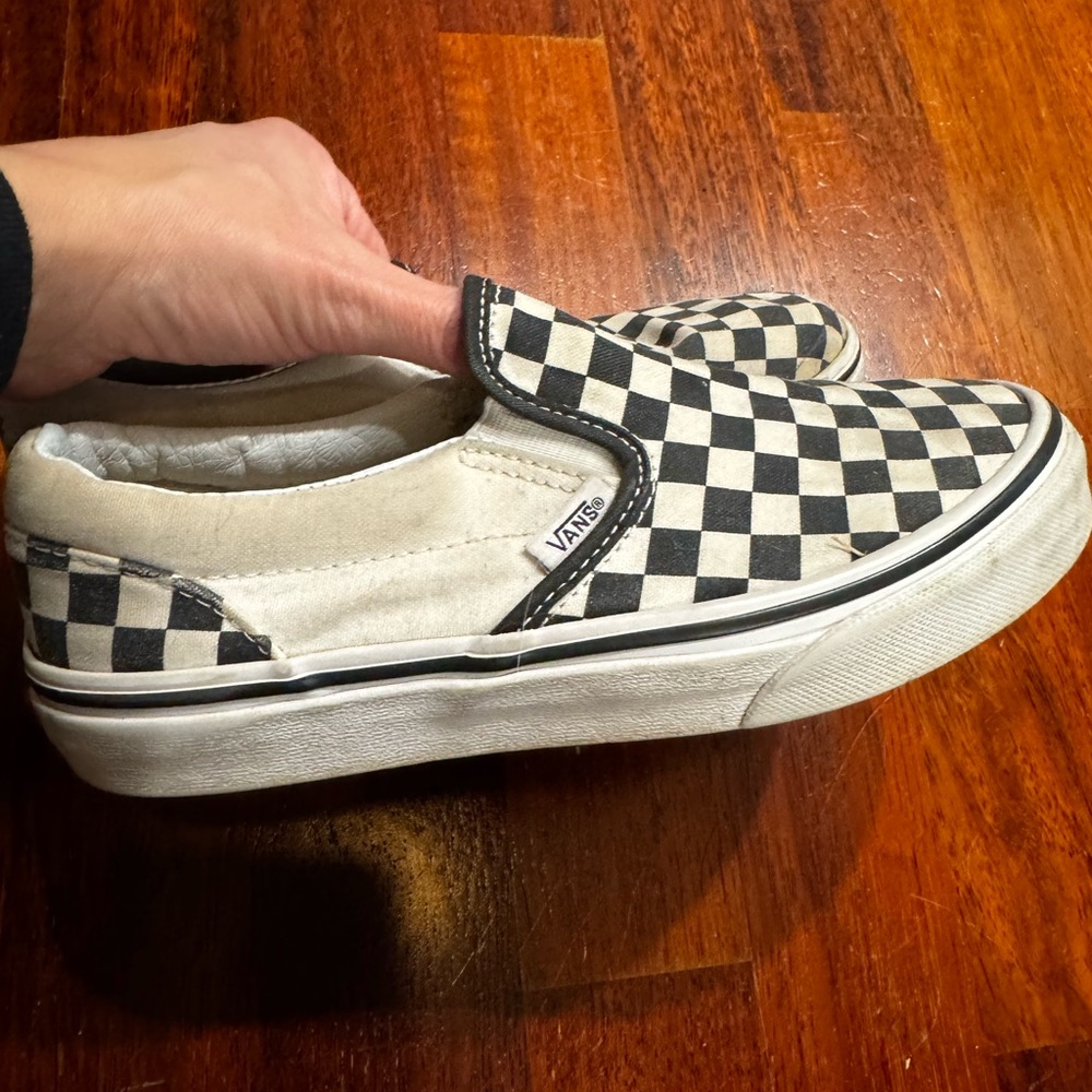 Vans Kids Black and White Checkered Slip-On Sneakers